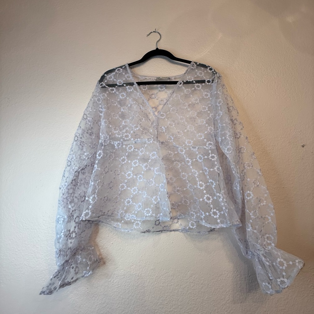 Sheer lavender Zara blouse